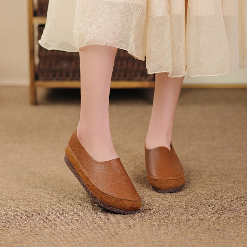 Women Spring Summer Minimalist Retro Leather Casual Shoes Jun 2023 New Arrival 
