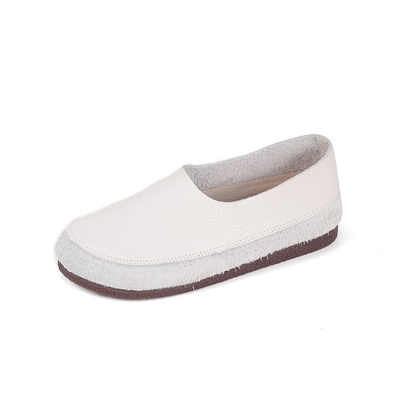 Women Spring Summer Minimalist Retro Leather Casual Shoes Jun 2023 New Arrival White 35 