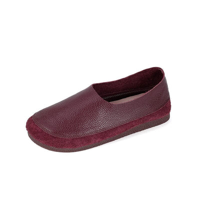 Women Spring Summer Minimalist Retro Leather Casual Shoes Jun 2023 New Arrival Wine Red 35 