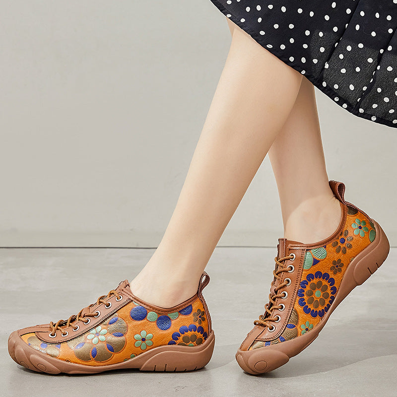 Women Spring Summer Vintage Leather Flat Loafers