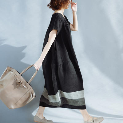 Women Square Neck Casual Loose Short Sleeve Dress