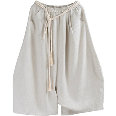 Women Statement Casual White Linen Pants May 2020-New Arrival 