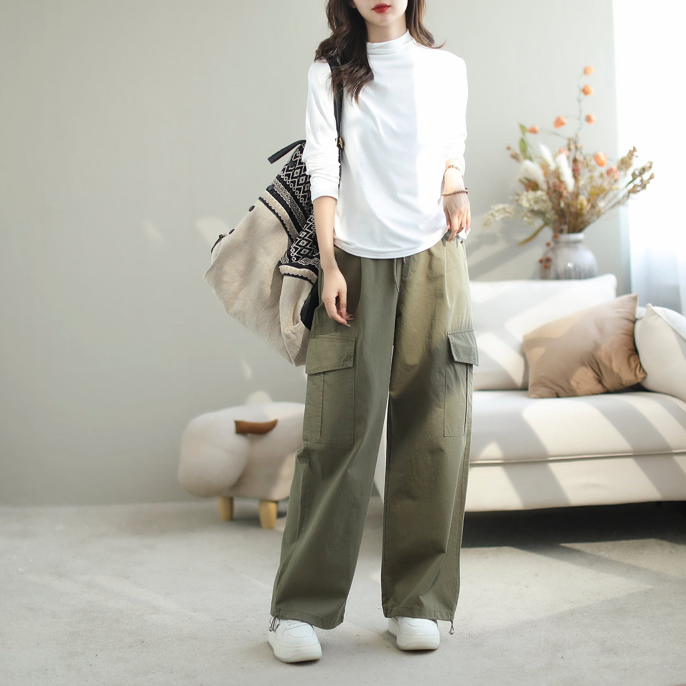 Women Stylish Loose Solid Casual Pants