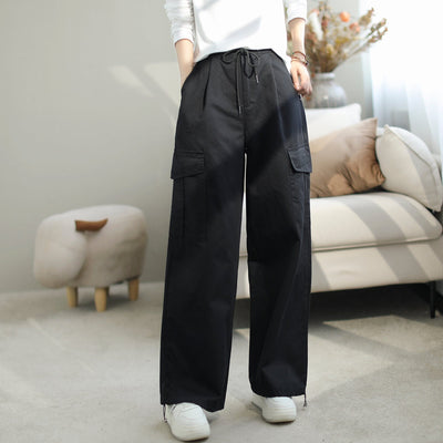 Women Stylish Loose Solid Casual Pants Sep 2023 New Arrival M Black 