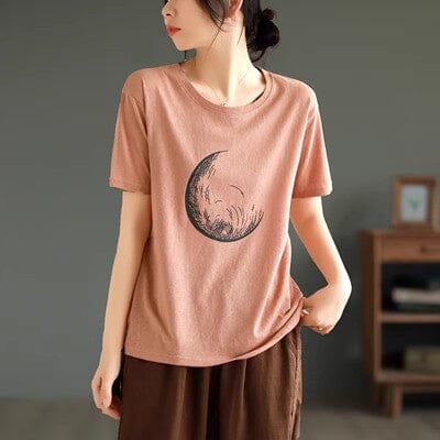 Women Summer Casual Elastic Loose T-Shirt Jun 2023 New Arrival One Size Pink 