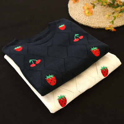 Women Summer Casual Embroidery Knitted Linen Top