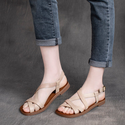 Women Summer Casual Leather Strappy Sandals Apr 2022 New Arrival 
