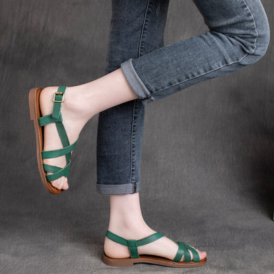 Women Summer Casual Leather Strappy Sandals Apr 2022 New Arrival 