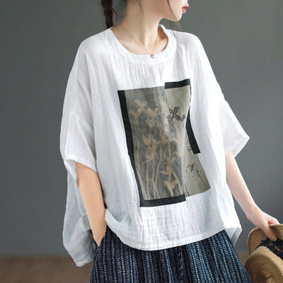 Women Summer Casual Loose Cotton T-Shirt Plus Size May 2023 New Arrival One Size White 