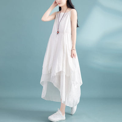 Women Summer Casual Sleeveless Cotton Dress