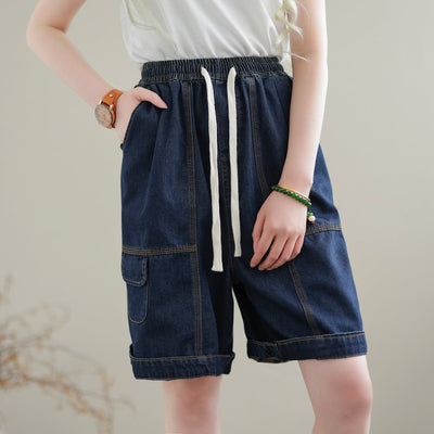 Women Summer Casual Solid Denim Shorts May 2023 New Arrival 