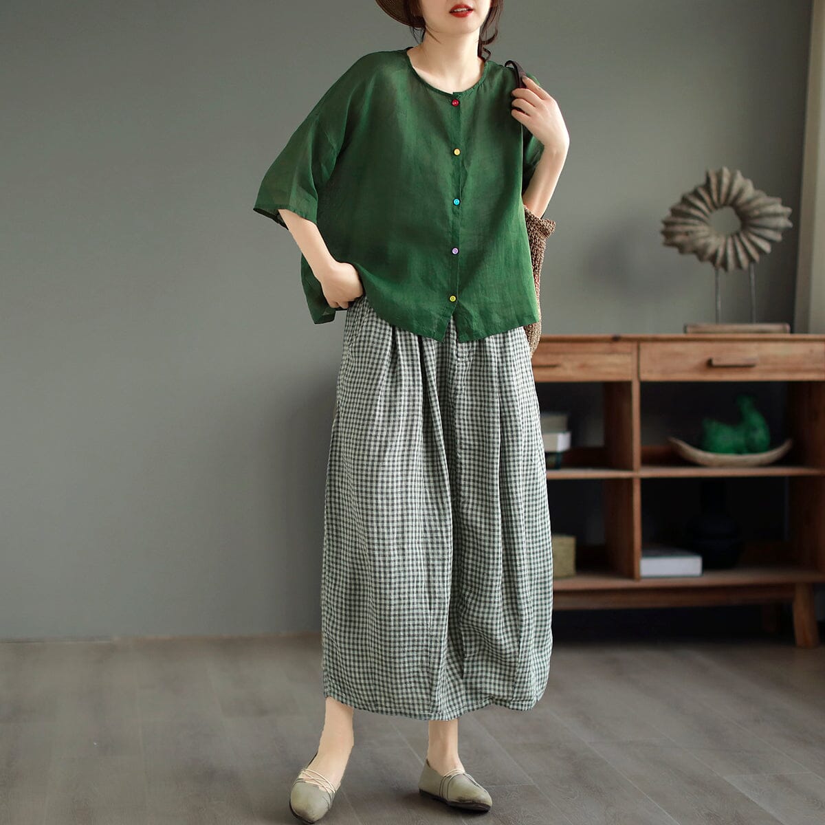Women Summer Casual Solid Linen Blouse Apr 2023 New Arrival 