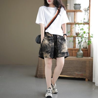 Women Summer Fashion Loose Casual Cotton Denim Shorts