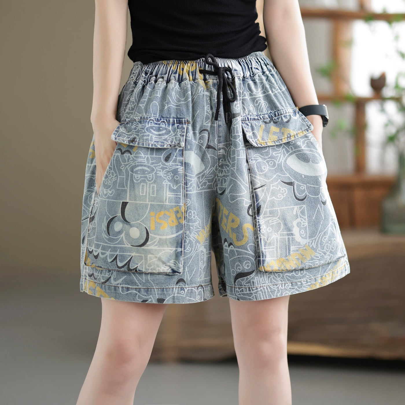 Women Summer Fashion Loose Casual Cotton Denim Shorts