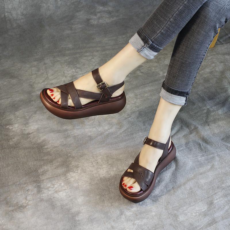 Women Summer Fashion Platform Leather Sandals