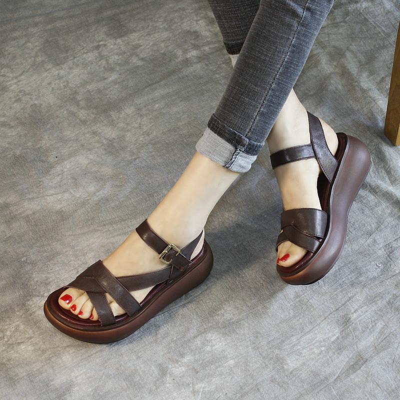 Women Summer Fashion Platform Leather Sandals