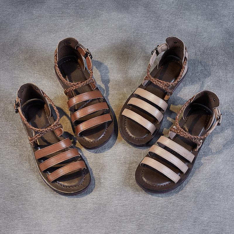 Women Summer Flat Vintage Leather Sandals – Babakud