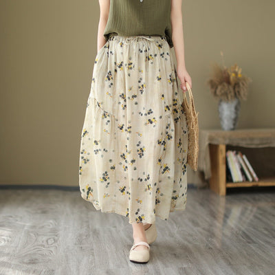Women Summer Floral Print Casual A-Line Skirt May 2023 New Arrival 