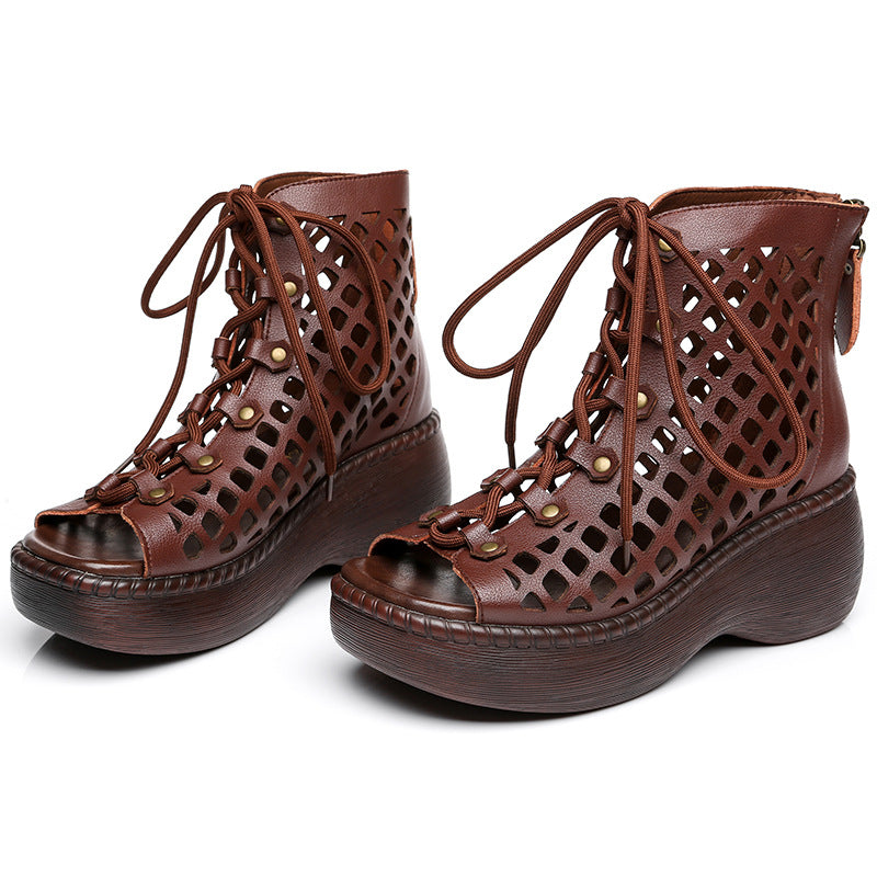 Women Summer Hollow Leather Boots