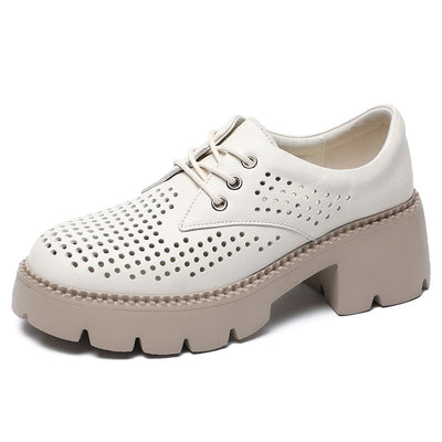 Women Summer Hollow Leather Casual Shoes