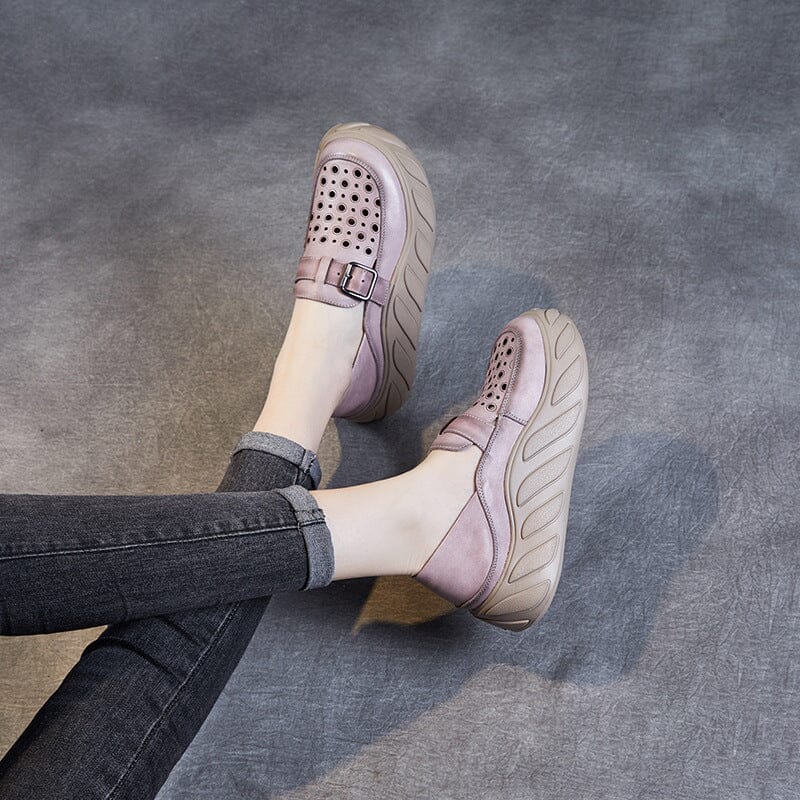 Women Summer Hollow leather Thick Sole Casual Shoes Mar 2023 New Arrival 