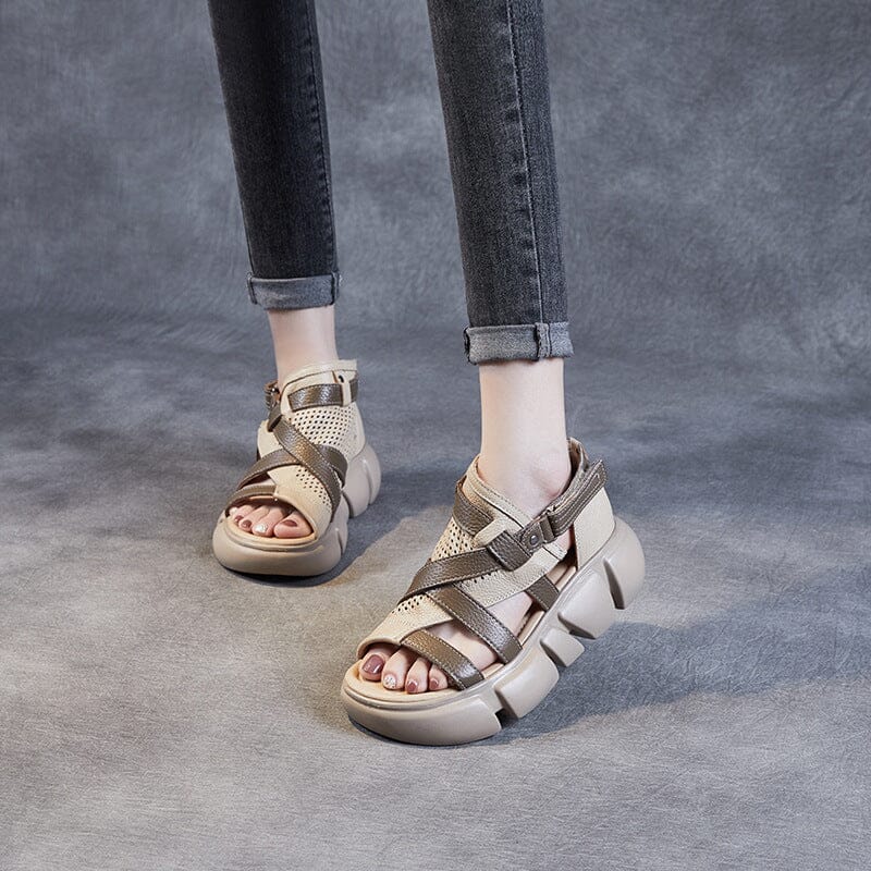 Women Summer Leather Casual Platform Sandals