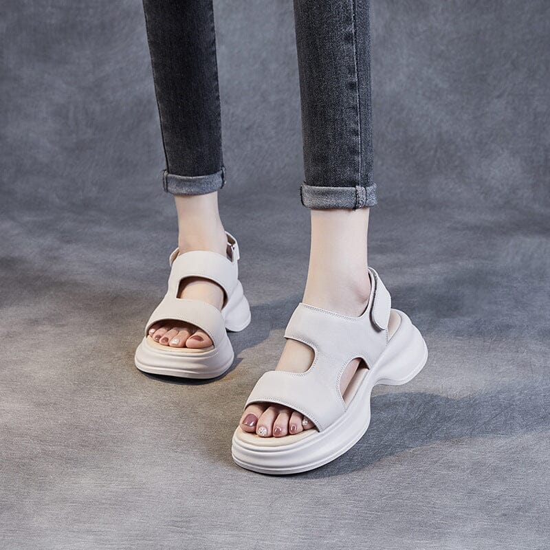 Women Summer Leather Causal Thick Soled Sandals