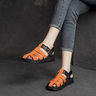 Women Summer Leather Cotton Linen Casual Sandals Apr 2022 New Arrival 