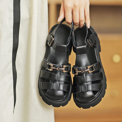 Women Summer Leather Retro Casual Sandals