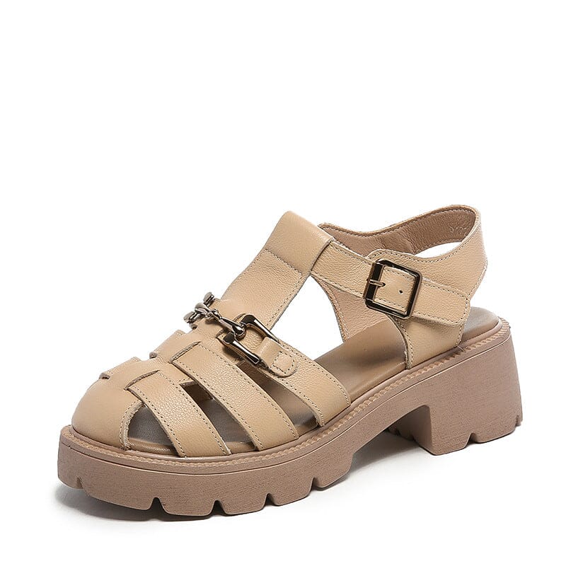 Women Summer Leather Retro Casual Sandals Jul 2023 New Arrival 