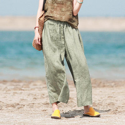 Women Summer Linen Pants Loose May 2020-New Arrival 