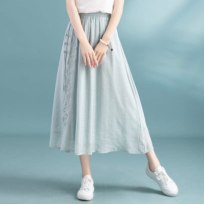 Women Summer Loose Casual A-Line Skirt May 2023 New Arrival One Size Green 