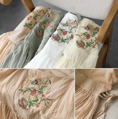 Women Summer Loose Casual Embroidery Sleeveless Dress