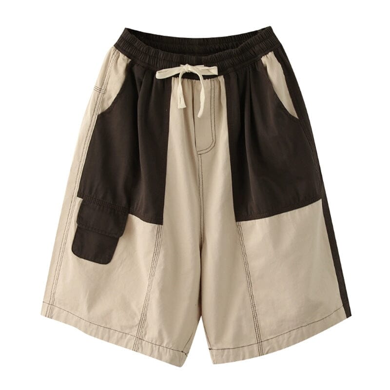 Women Summer Loose Patchwork Cotton Shorts