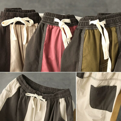 Women Summer Loose Patchwork Cotton Shorts Aug 2023 New Arrival 