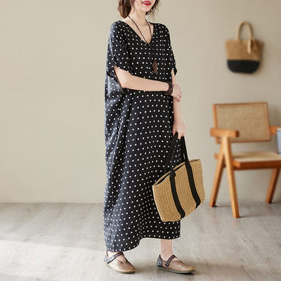 Women Summer Minimalist Dots Casual Loose Dress