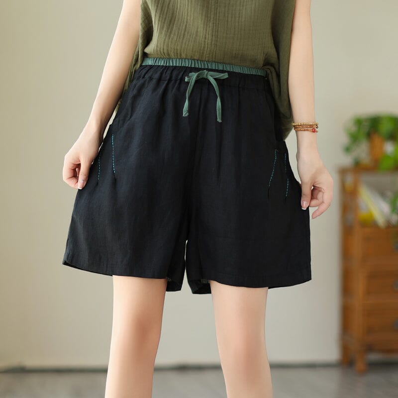 Women Summer Minimalist Linen Loose Shorts