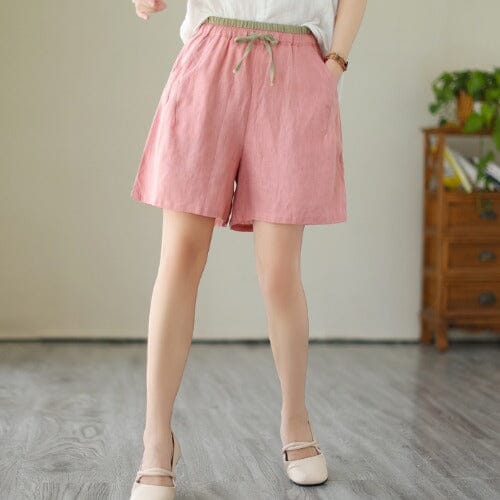 Women Summer Minimalist Linen Loose Shorts