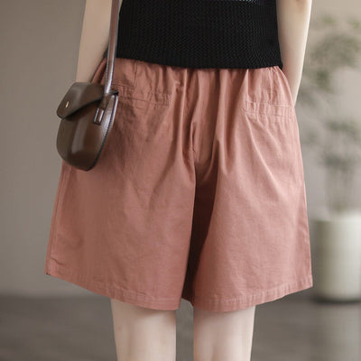 Women Summer Minimalist Solid Casual Loose Shorts Jul 2023 New Arrival Pink One Size 