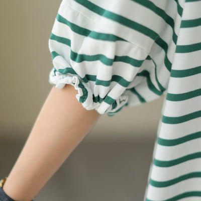 Women Summer Minimalist Stripe Casual T-Shirt