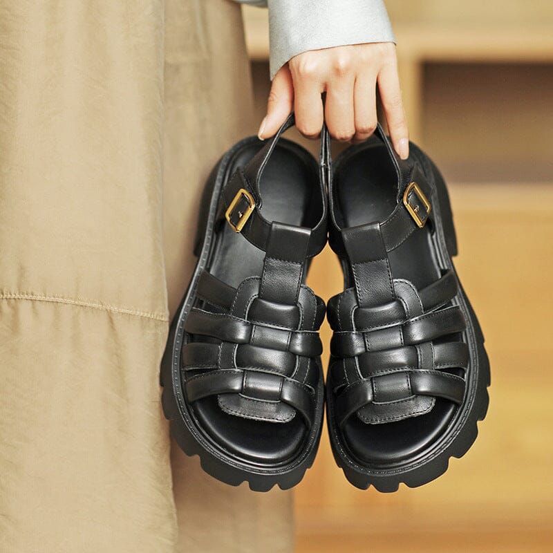 Women Summer Plaited Leather Handcraft Sandals Jul 2023 New Arrival 