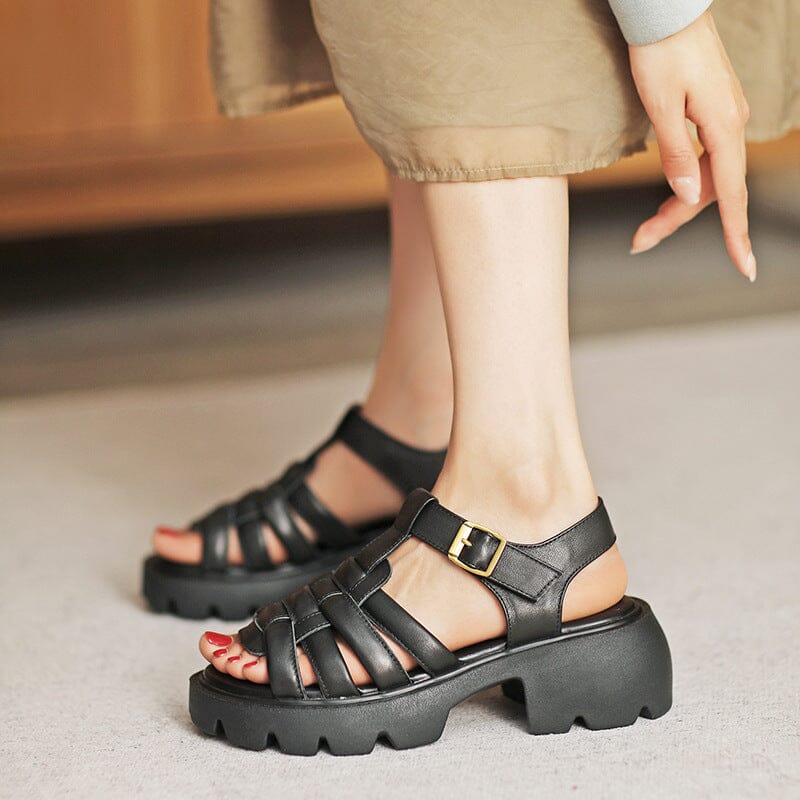 Women Summer Plaited Leather Handcraft Sandals