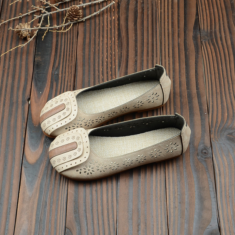 Women Summer Retro Casual Hollow Out Loafers