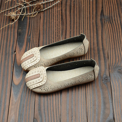 Women Summer Retro Casual Hollow Out Loafers Jun 2022 New Arrival 35 Beige 