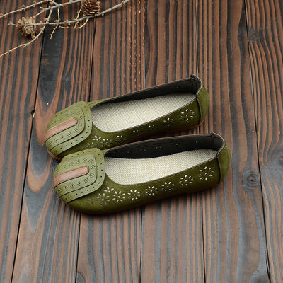 Women Summer Retro Casual Hollow Out Loafers Jun 2022 New Arrival 35 Green 