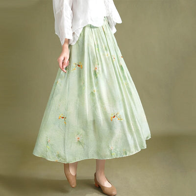 Women Summer Retro Casual Linen A-Line Skirt Jun 2023 New Arrival 