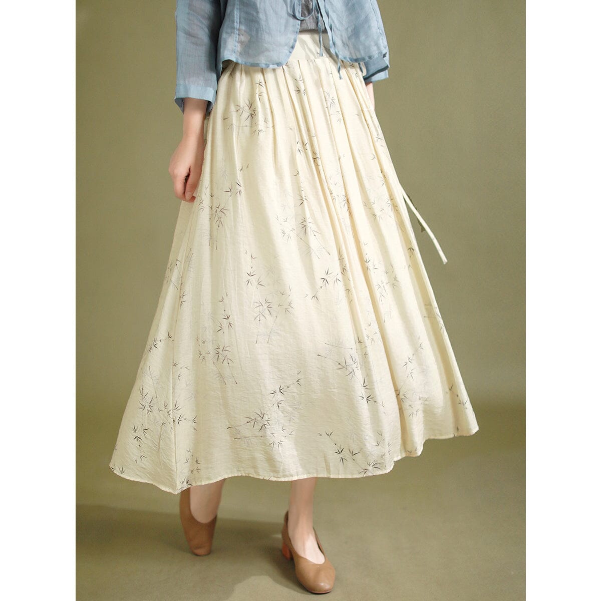 Women Summer Retro Casual Linen A-Line Skirt Jun 2023 New Arrival One Size White 