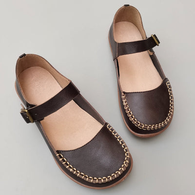 Women Summer Retro Casual Sewn Breathable Leather Sandals Jul 2022 New Arrival 35 Brown 