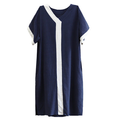 Women Summer Retro Cotton Linen Loose Dress