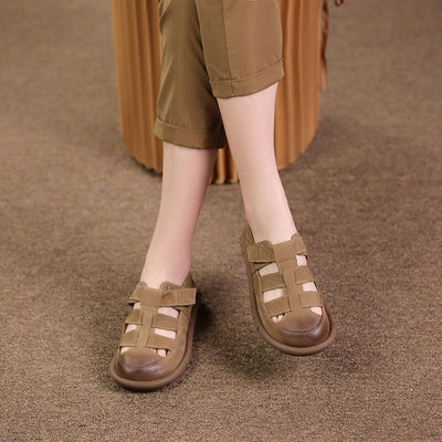 Women Summer Retro Leather Casual Sandals May 2023 New Arrival 